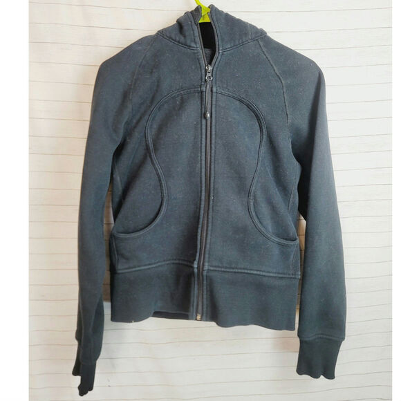 Lululemon Athletica Classic Scuba Full Zip Hoodie in Black, sz 8/10 - Picture 1 of 11